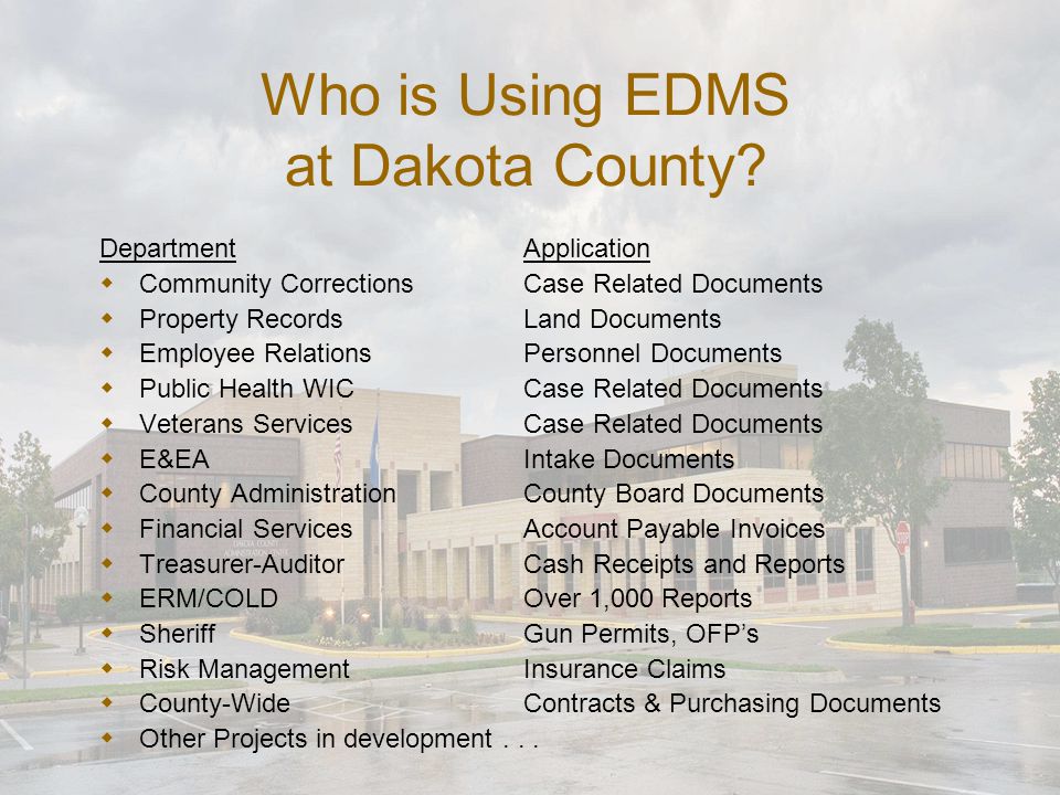 Who is Using EDMS at Dakota County.