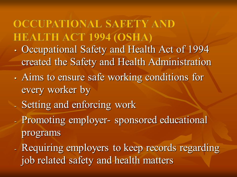 SAFETY AND HEALTH AT WORK CHAPTER 7. Safety- protecting employees from injuries caused by work- related accidents Safety- protecting employees from injuries. - ppt download - 웹