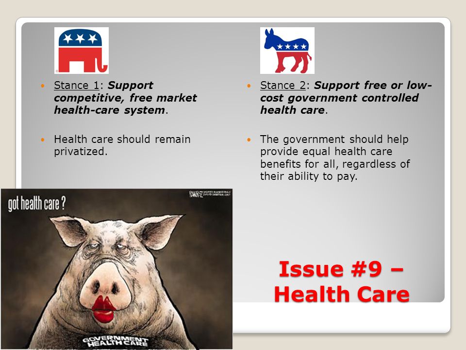 Issue #9 – Health Care Stance 1: Support competitive, free market health-care system.