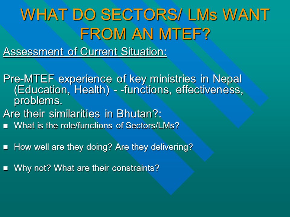 WHAT DO SECTORS/ LMs WANT FROM AN MTEF.