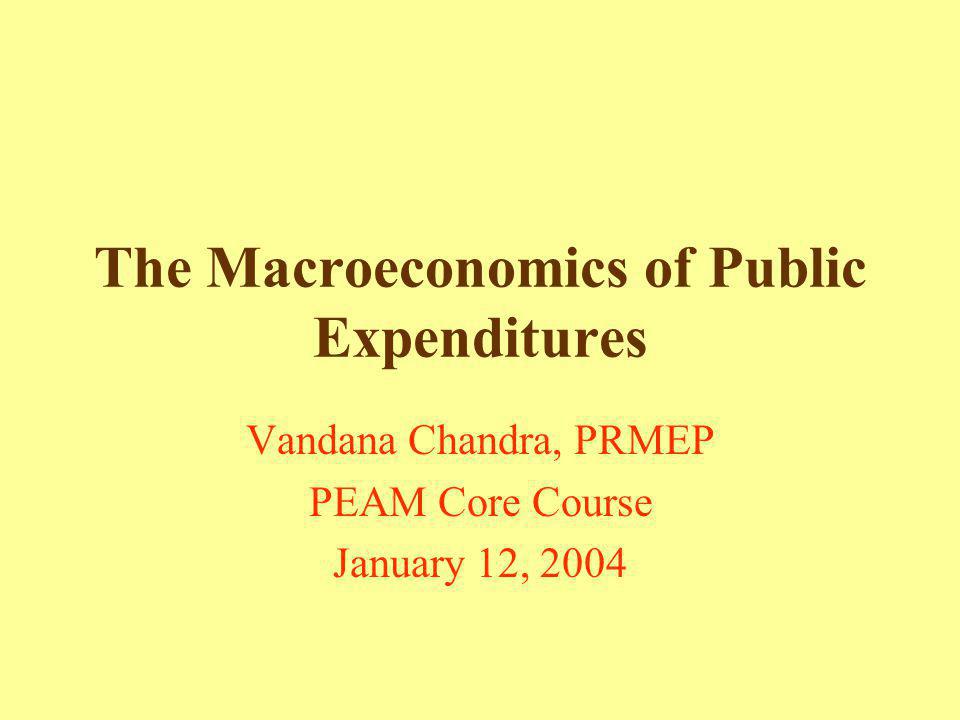 The Macroeconomics of Public Expenditures Vandana Chandra, PRMEP PEAM Core Course January 12, 2004