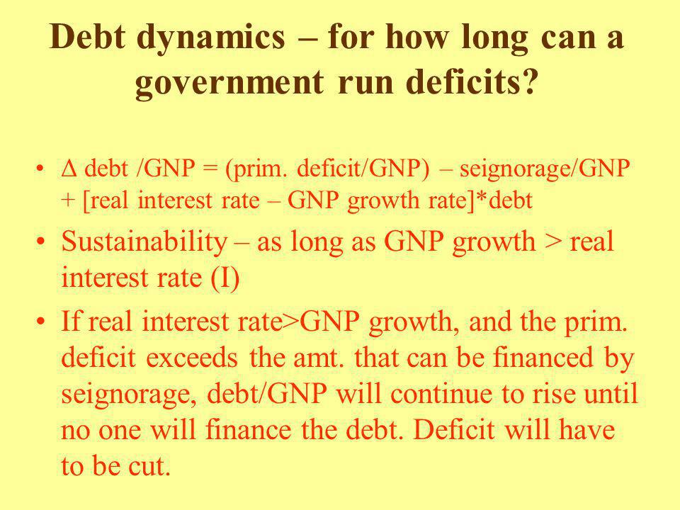 Debt dynamics – for how long can a government run deficits.