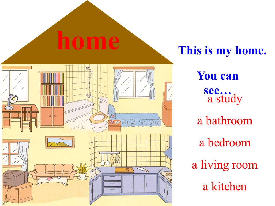 home This is my home. You can see… a study a bathroom a bedroom a living room a kitchen
