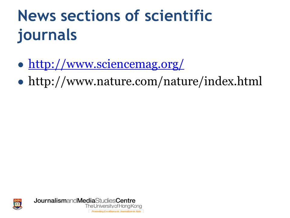 News sections of scientific journals