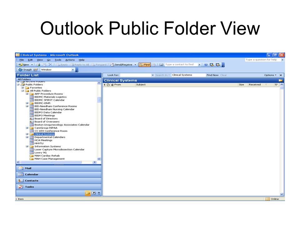 Outlook Public Folder View