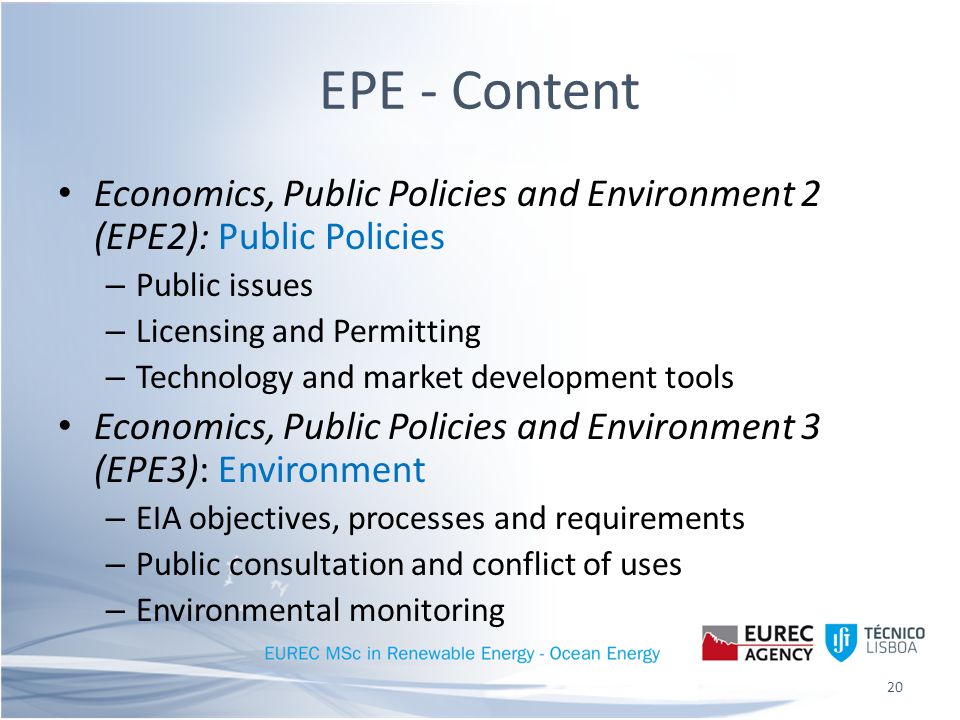 The Ocean Energy Resource and Economics, Public Policies and Economy  courses The EUREC Master in RE - Specialisation Modulus in Ocean Energy  António Sarmento. - ppt download