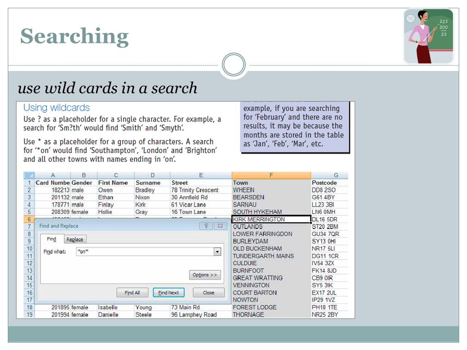 Searching use wild cards in a search