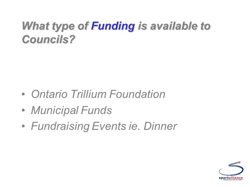 What type of Funding is available to Councils.
