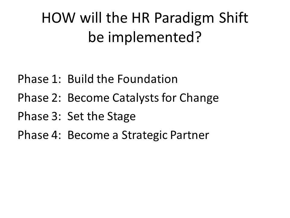 HOW will the HR Paradigm Shift be implemented.