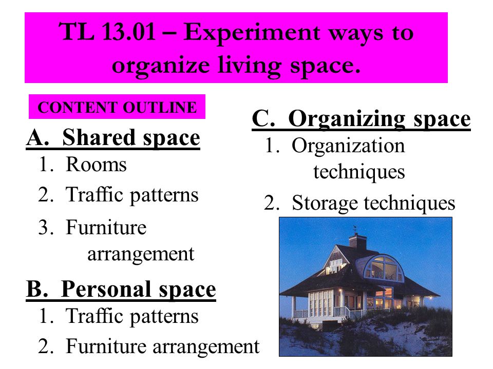 CONTENT OUTLINE A. Shared space 1. Rooms 2. Traffic patterns 3.