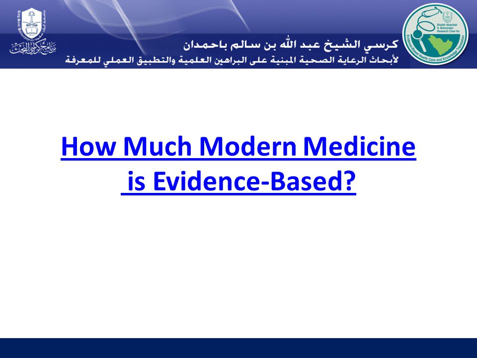 How Much Modern Medicine is Evidence-Based