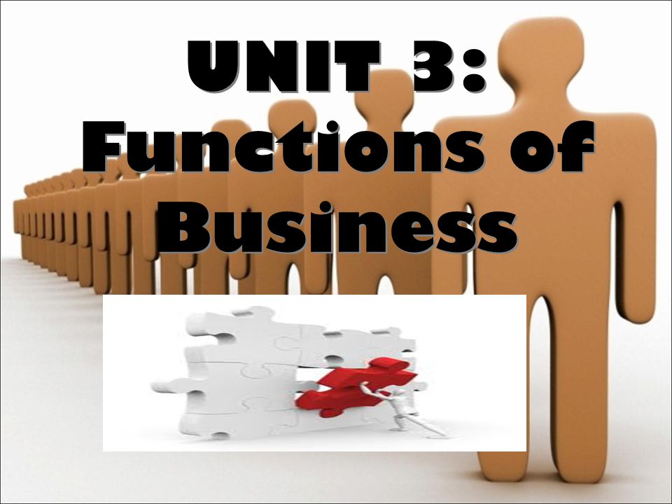 UNIT 3: Functions of Business UNIT 3: Functions of Business