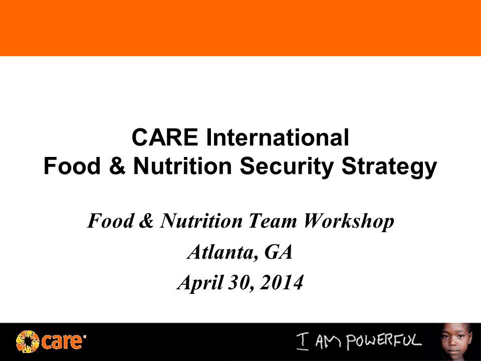CARE International Food & Nutrition Security Strategy Food & Nutrition Team Workshop Atlanta, GA April 30, 2014