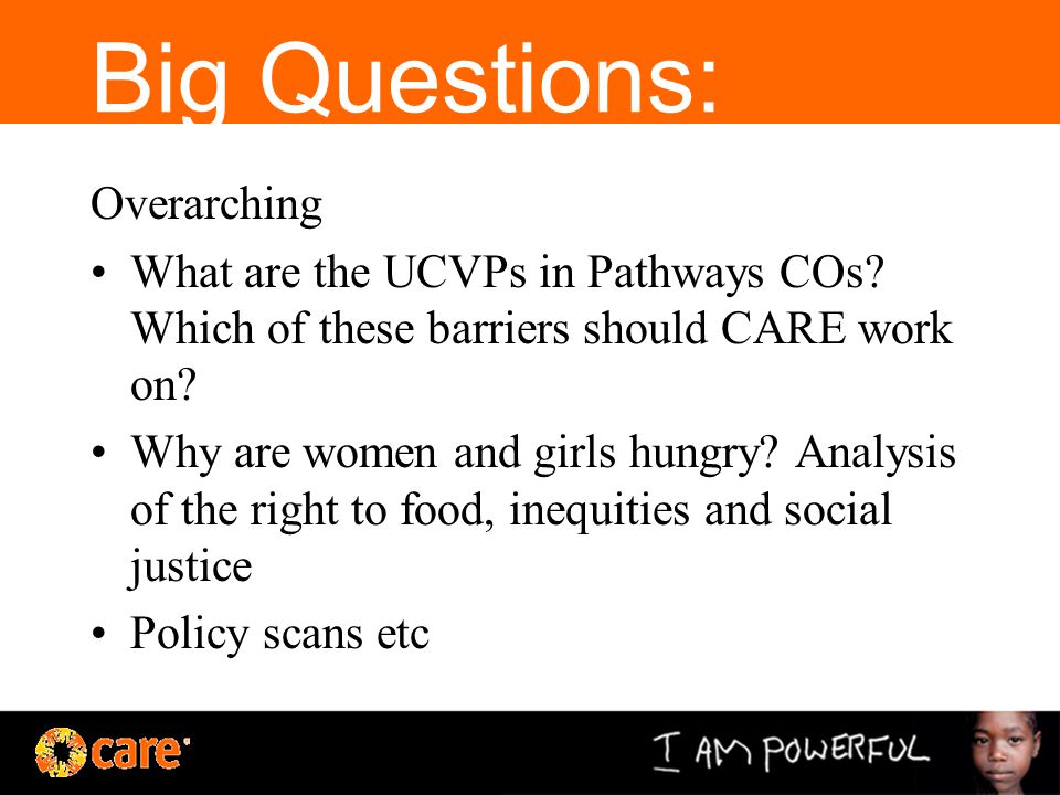 Big Questions: Overarching What are the UCVPs in Pathways COs.
