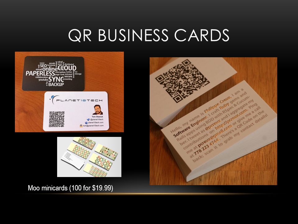 QR BUSINESS CARDS Moo minicards (100 for $19.99)