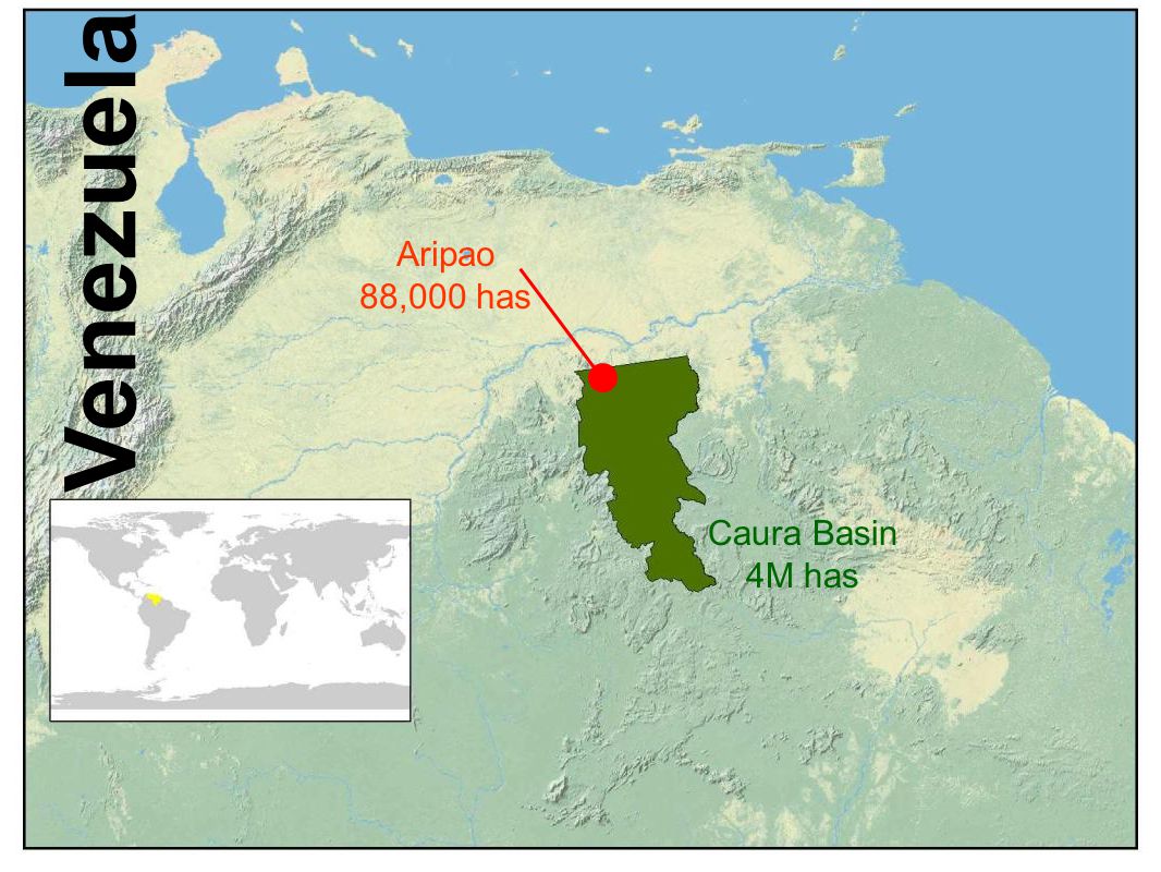 Caura Basin 4M has Aripao 88,000 has Venezuela
