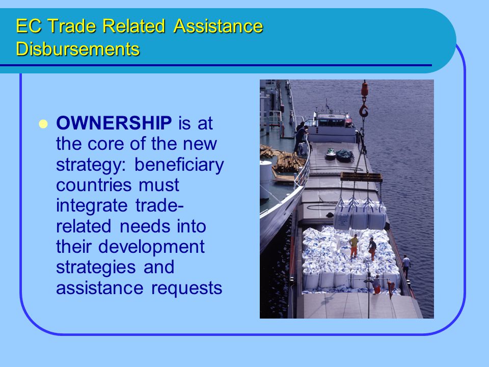 EC Trade Related Assistance Disbursements OWNERSHIP is at the core of the new strategy: beneficiary countries must integrate trade- related needs into their development strategies and assistance requests