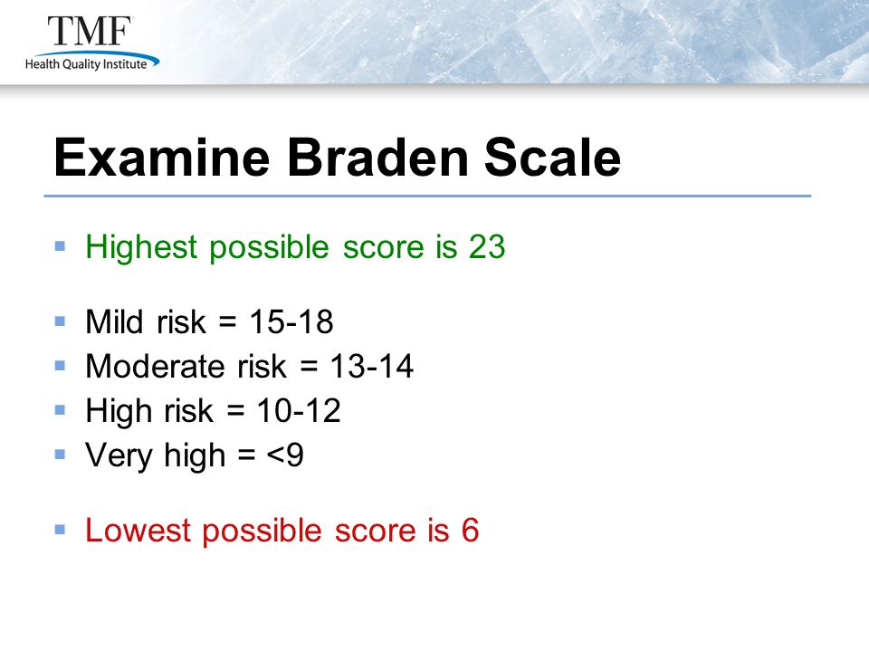 Braden Scale Score Chart