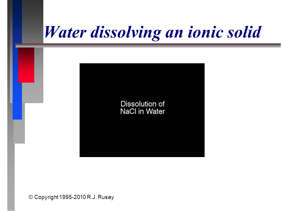 © Copyright R.J. Rusay Water dissolving an ionic solid