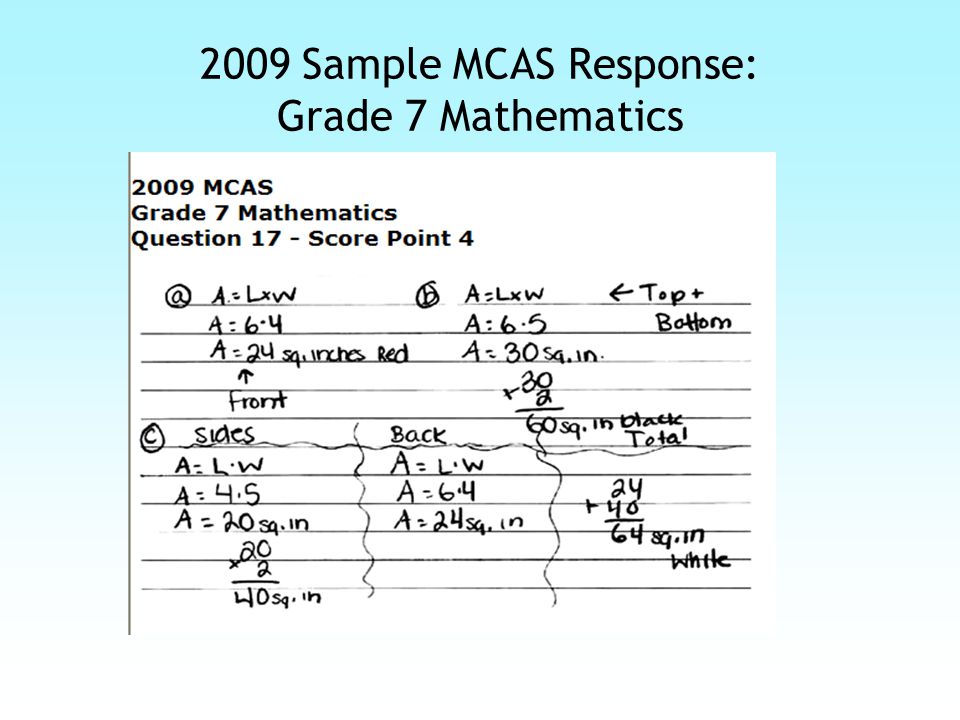 2009 Sample MCAS Response: Grade 7 Mathematics
