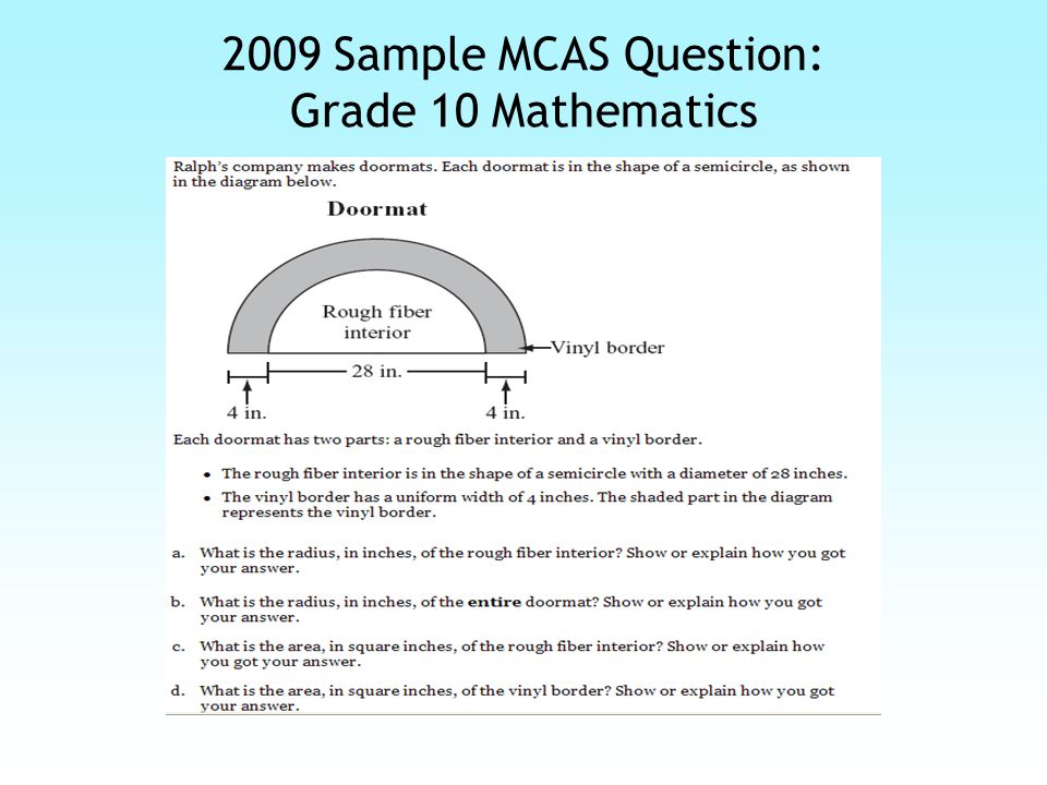 2009 Sample MCAS Question: Grade 10 Mathematics
