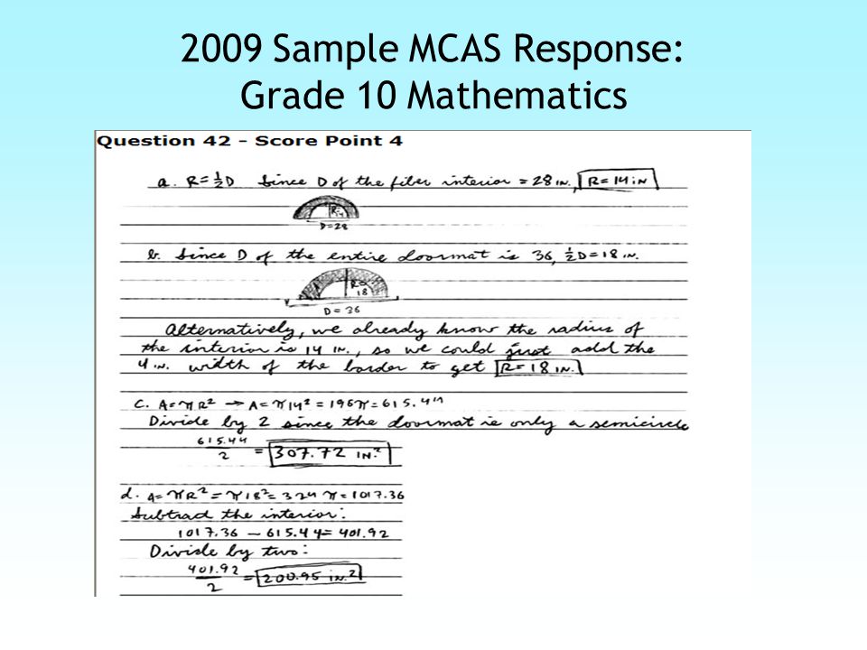 2009 Sample MCAS Response: Grade 10 Mathematics