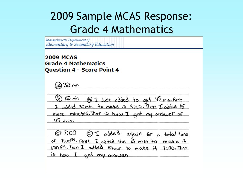 2009 Sample MCAS Response: Grade 4 Mathematics