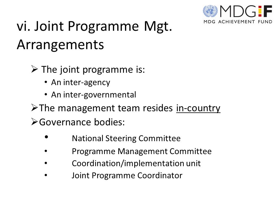 vi. Joint Programme Mgt.