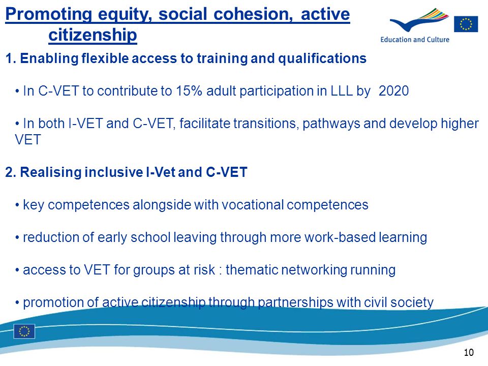 10 Promoting equity, social cohesion, active citizenship 1.