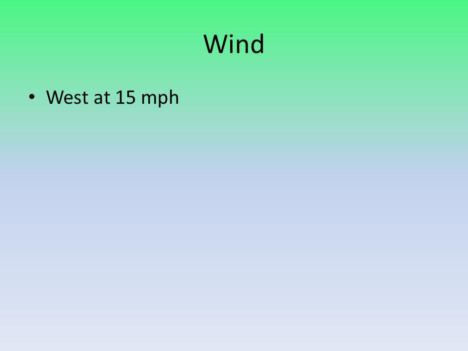 Wind West at 15 mph