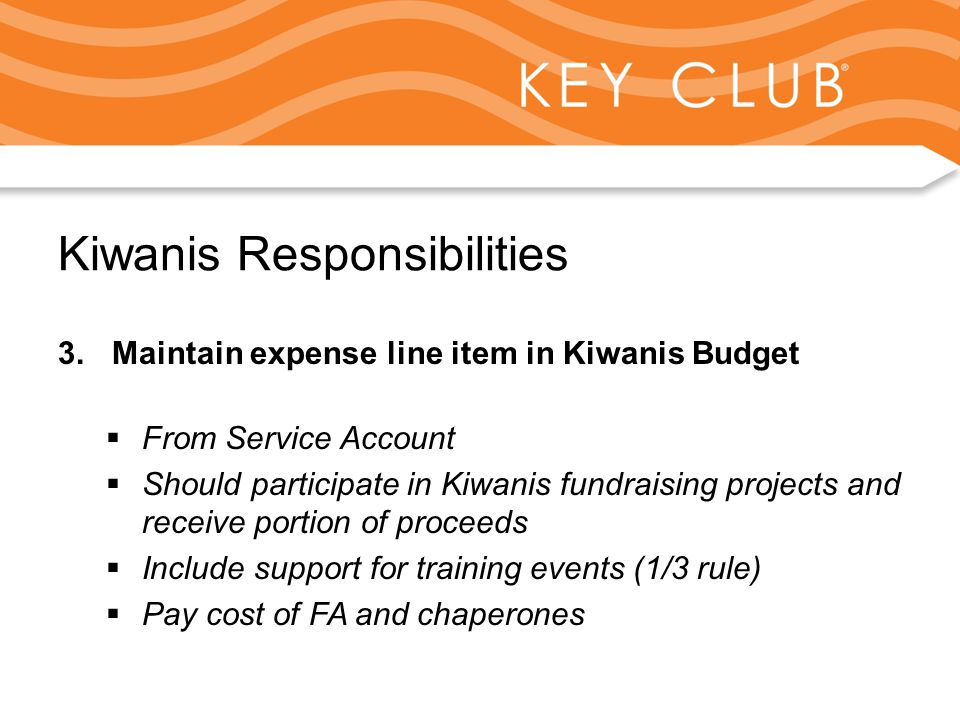 Kiwanis Responsibility to Key Club and Circle K Kiwanis Responsibilities 3.