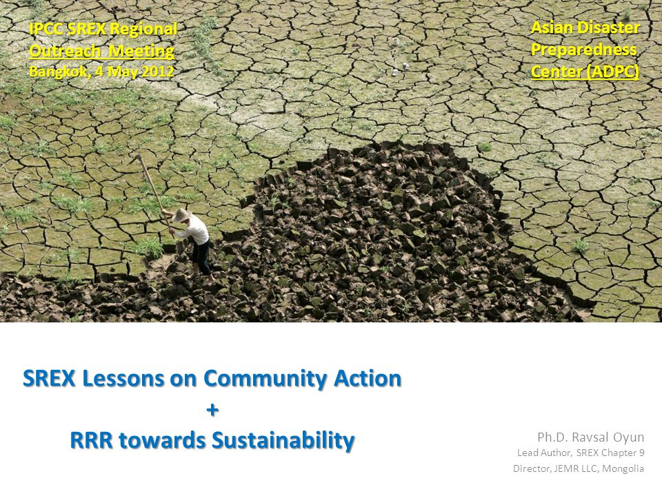 SREX Lessons on Community Action + RRR towards Sustainability Ph.D.
