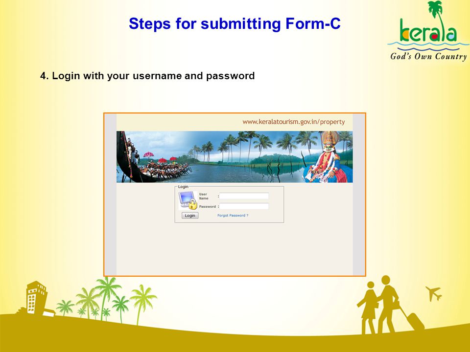 Steps for submitting Form-C 4. Login with your username and password
