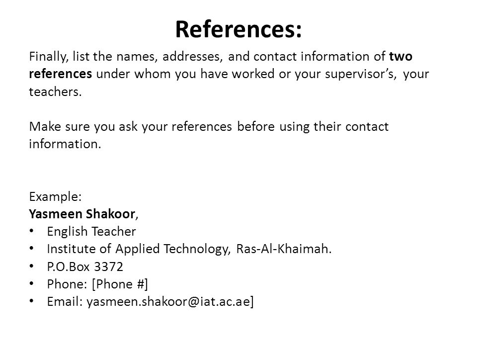 g11 careers project writing an effective cv contact details name what contact information for references