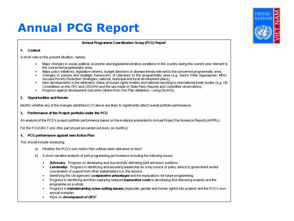 Annual PCG Report