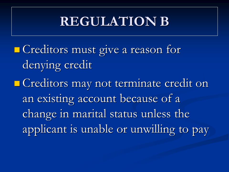 Regulation. Reg b