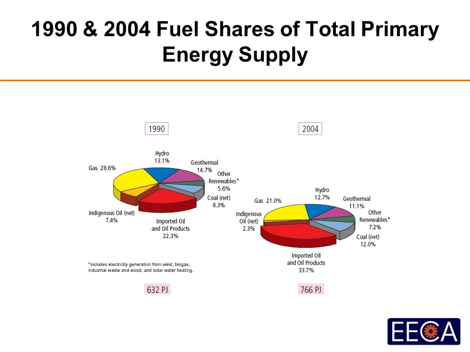 1990 & 2004 Fuel Shares of Total Primary Energy Supply