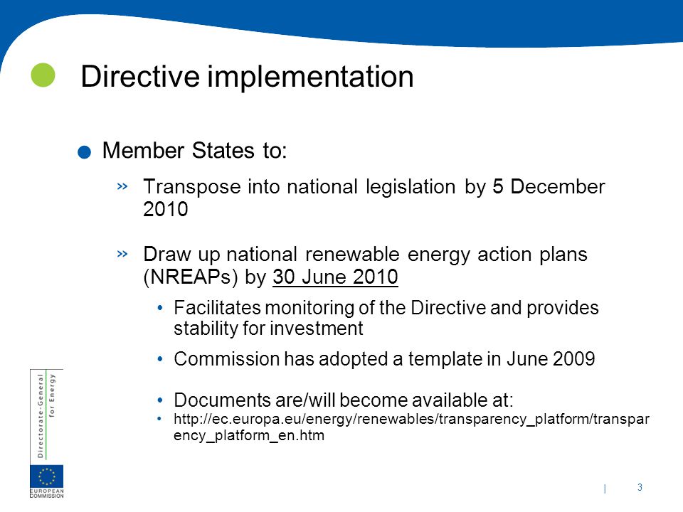 | 3 Directive implementation.