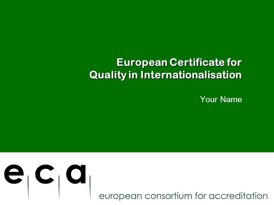 European Certificate for Quality in Internationalisation Your Name