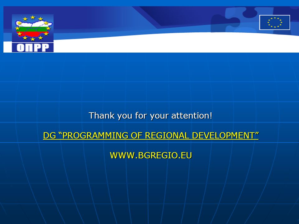 Thank you for your attention! DG PROGRAMMING OF REGIONAL DEVELOPMENT