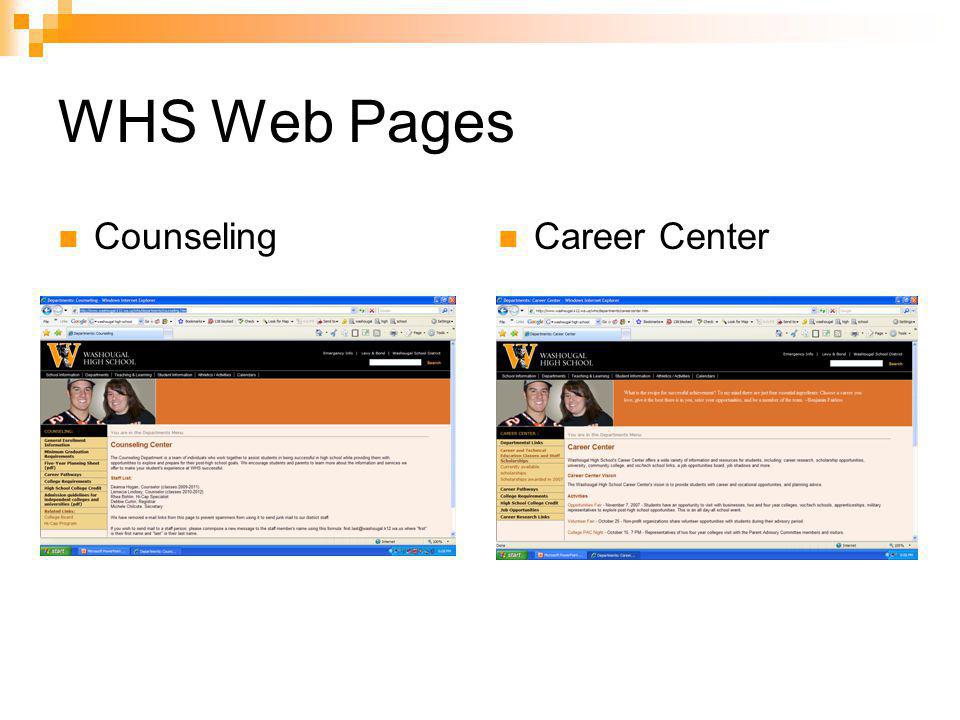 WHS Web Pages Counseling Career Center