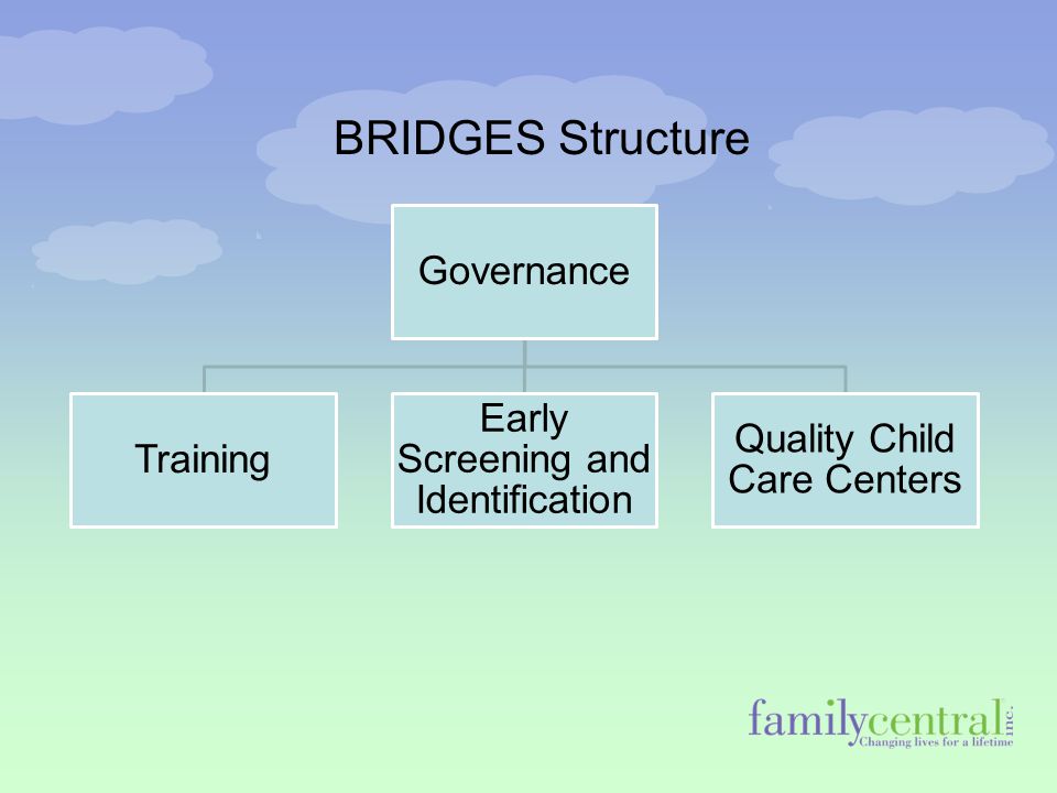 BRIDGES Structure Governance Training Early Screening and Identification Quality Child Care Centers