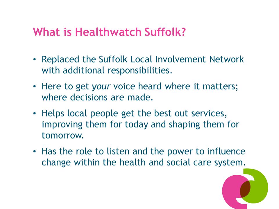 What is Healthwatch Suffolk.