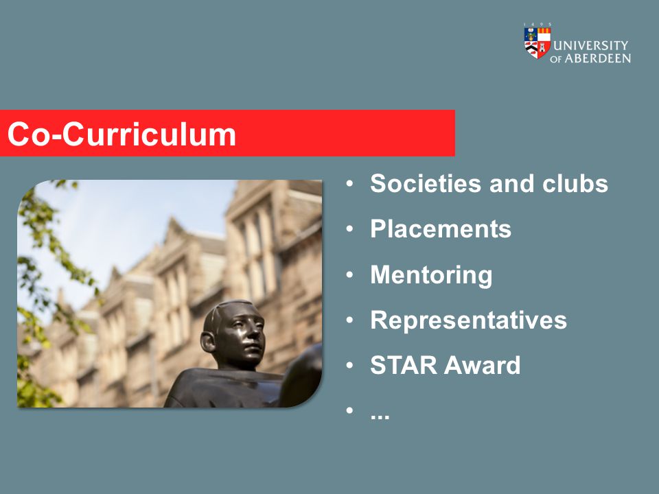 Co-Curriculum Societies and clubs Placements Mentoring Representatives STAR Award...