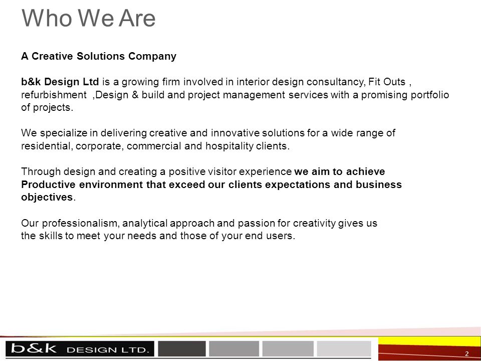 Company Profile 2 A Creative Solutions Company B K Design