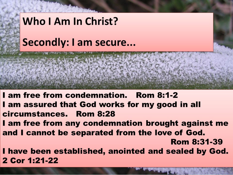 I am free from condemnation.