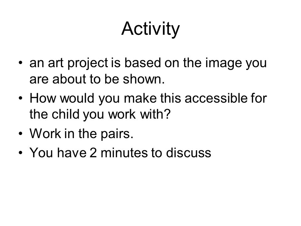 Activity an art project is based on the image you are about to be shown.