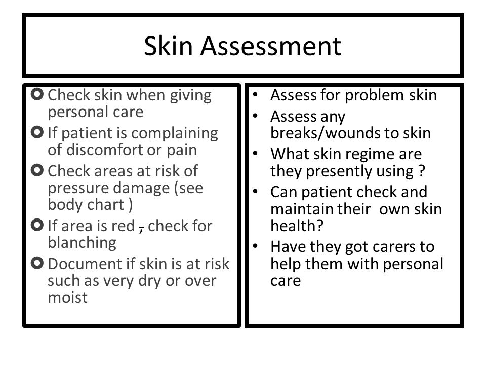 Skin Assessment Chart