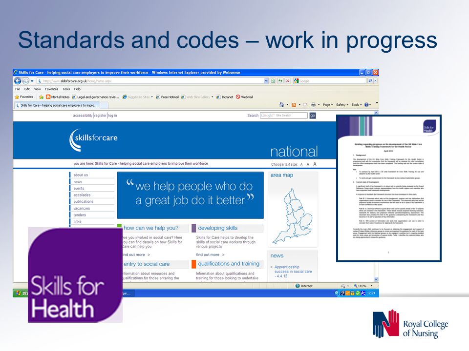 Standards and codes – work in progress