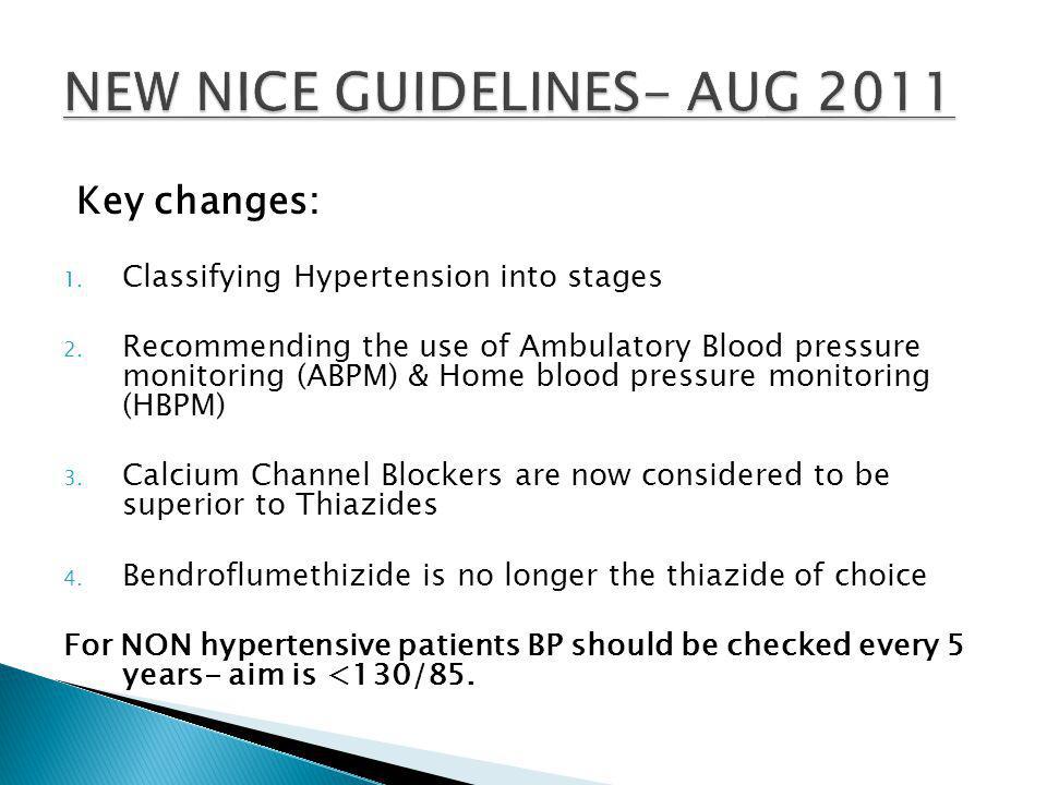 Key changes: 1. Classifying Hypertension into stages 2.